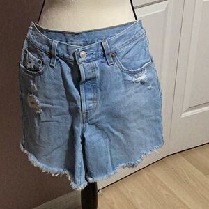 Levi's Blue Jean Shorts Distressed High-Waisted